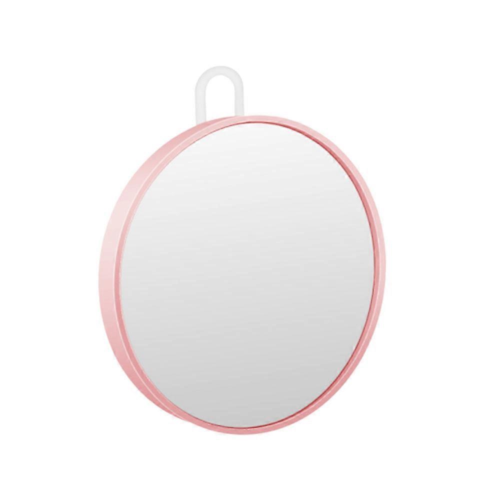 Mini Compact Mirror Pink Plastic Portable Bathroom Use 1Pcs
