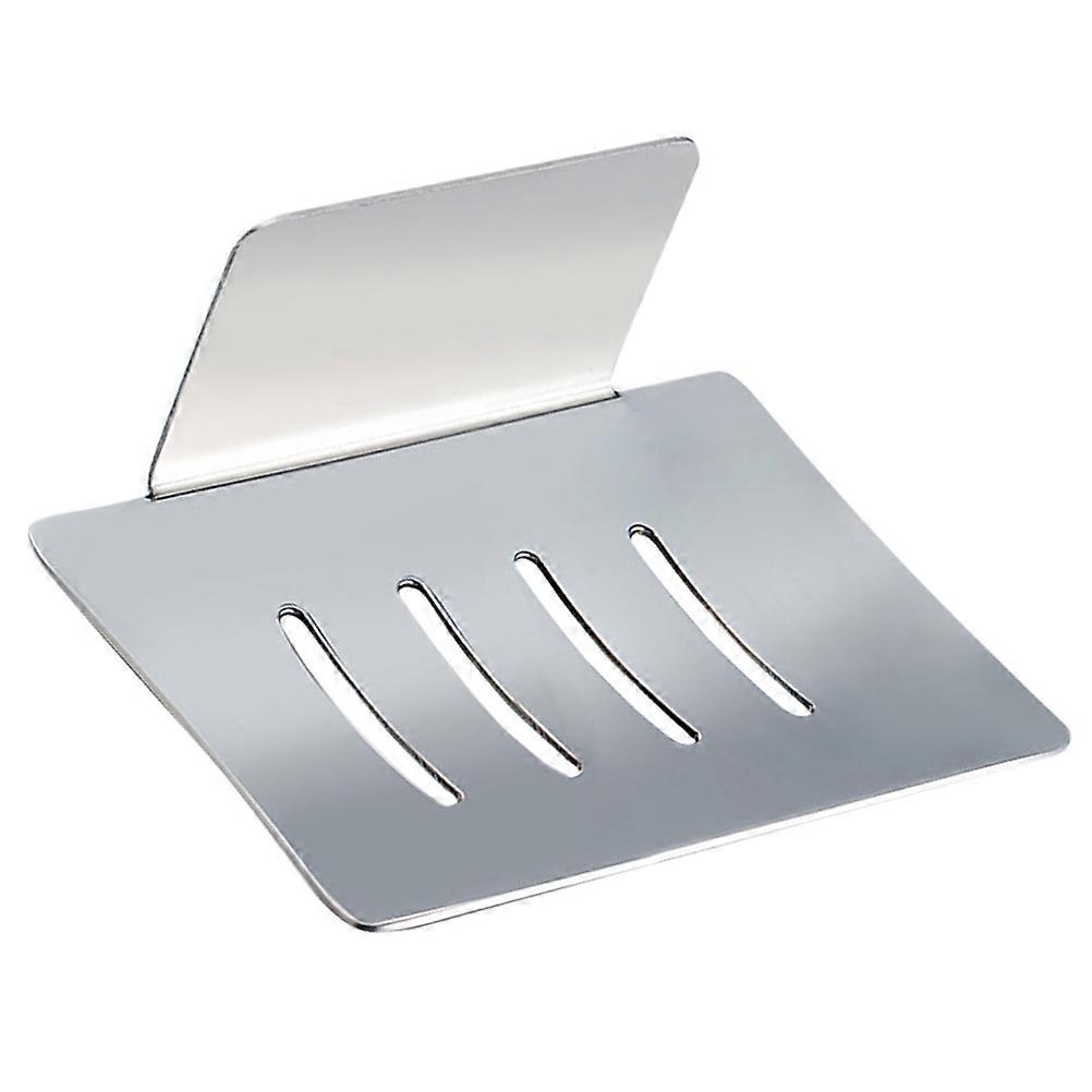 Self-Draining Soap Dish Stainless Steel Wall-Mounted Kitchen Use 12*8.5Cm Silver Storage 1Set