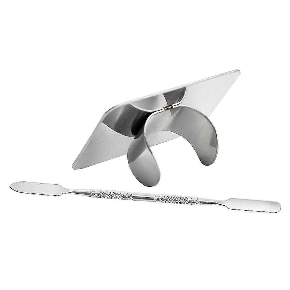 1 Set of Makeup Mixing Palette Stainless Steel Foundation Plate with Spatula for Mixing Foundation