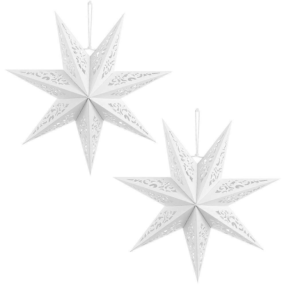 Hollow Lampshade Light Shade for Pendant Lights and Table Lamps 45.00X45.00X19.00CM White Seven-Pointed Star 2Pcs