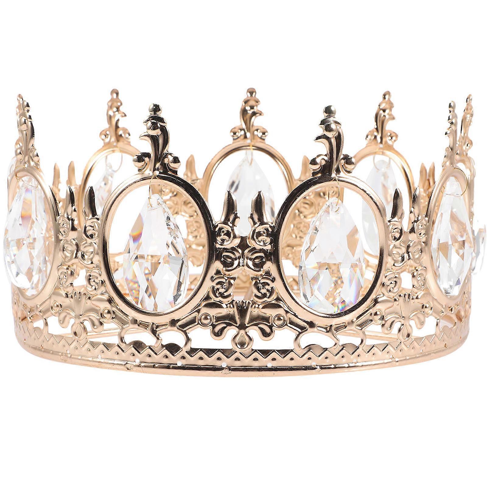 Crystal Crown Pendant Lamp, DIY Table Lamp Accessory, Ceiling Light Ornament, Elegant Retro Style Chandelier Accent for Living Room & Entryway