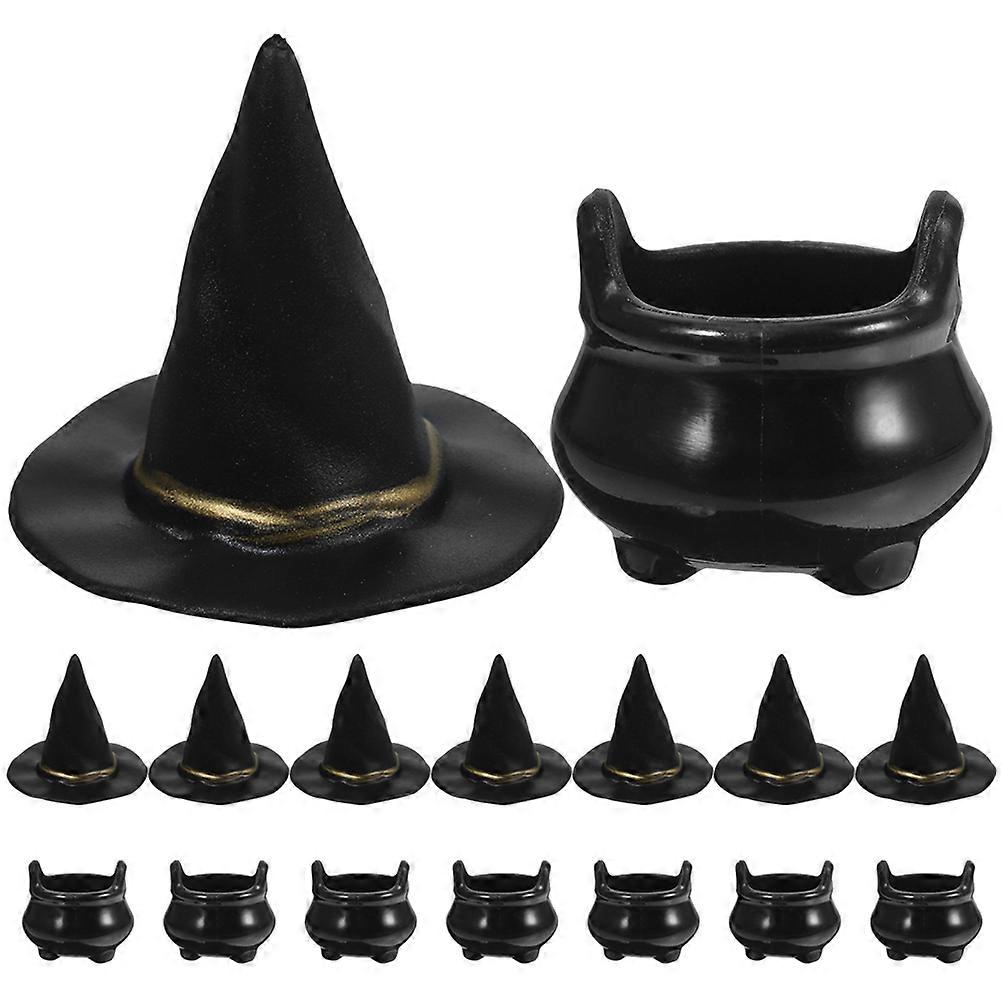Mini Cauldron Decor With Lid For Diy Crafts And Home Decoration 2.0X2.0X1.8CM Black Plastic 10 Sets