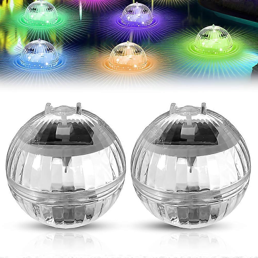 Solar Floating Pool Lighting - Pack of 2 Waterproof Lights for Pools, Ponds, and Fountains - IP65, 7 Color Options