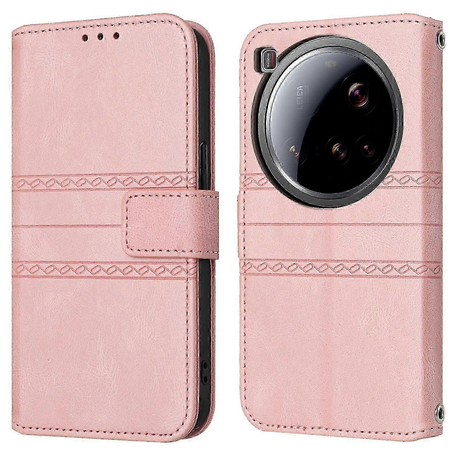 لمحفظة Xiaomi 15 Ultra Case غطاء هاتف مطبوع بالجلد الملمس - بني