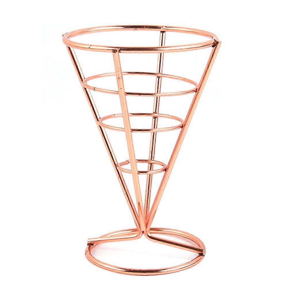 Fried Chicken Display Rack French Fry Stand Tapered Shape Iron Material Cafe Use 14.5X10.5CM Food Serving 1Set