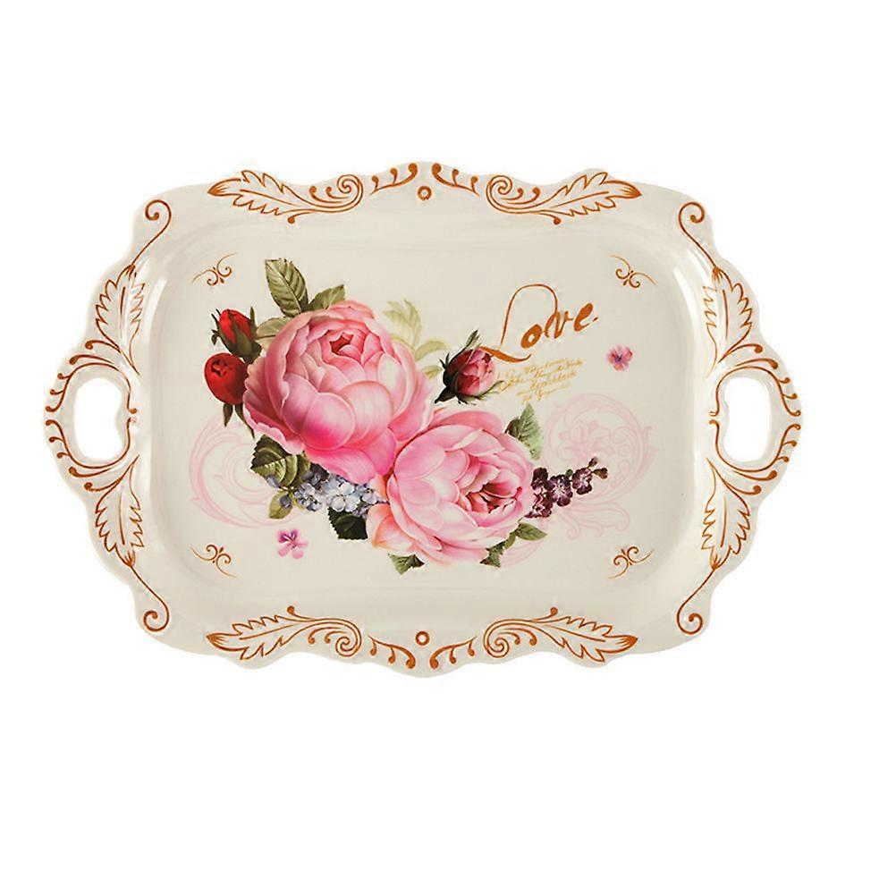 Vintage Food Serving Tray Tea Cup Tray Elegant Snack Holding For Photo Props 38.1x26cm Square Shape 1Set