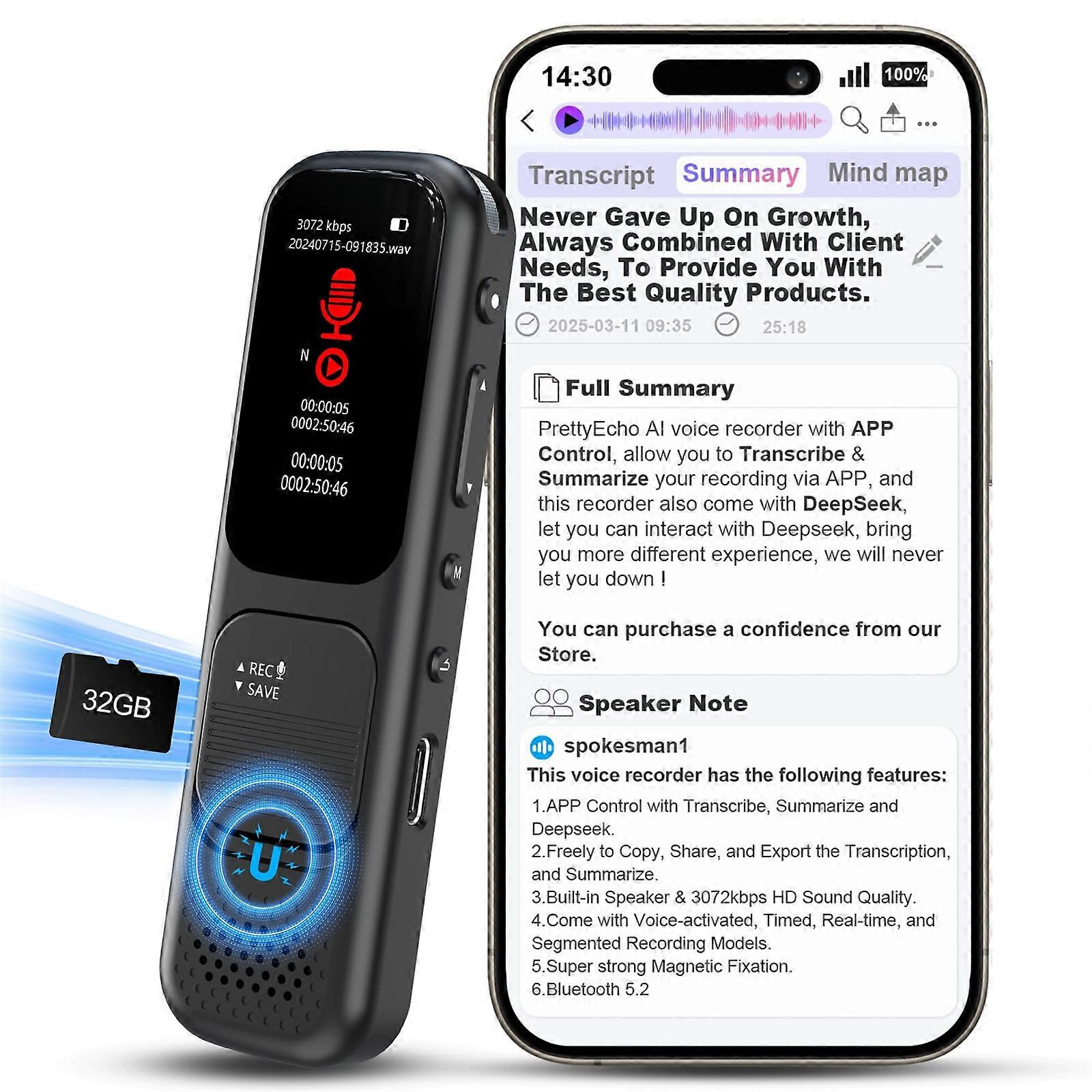 Recording pen ultra-long recording compact and portable high-resolution noise-free printing professional recording student teaching cross-border recor