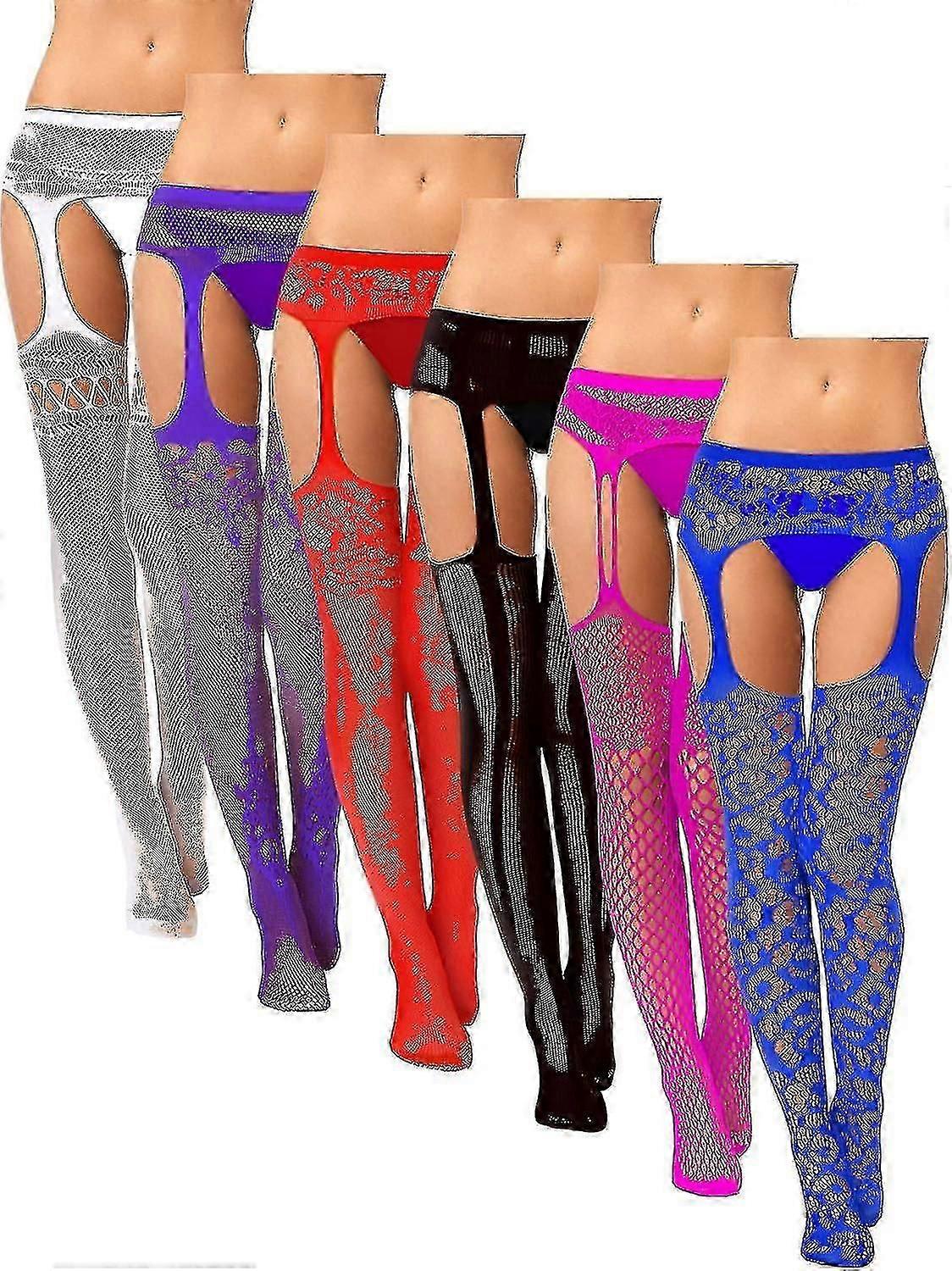 6 أزواج النساء شبكة صيد السمك الفخذ عالية جوارب الجوارب الجوارب الحمالة جوارب طويلة للنساء الفتيات