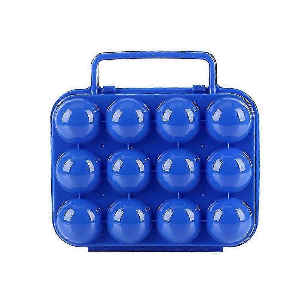 Portable Folding Handle Egg Carrier Holder Storage Box 12 Eggs Cases Container For Kitchen Outdoor (Blue)
