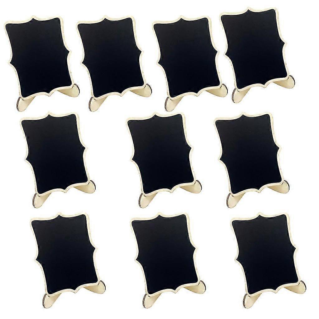 10 Pieces Wooden Rectangle Blackboard Table Chalkboard with Base 10cm