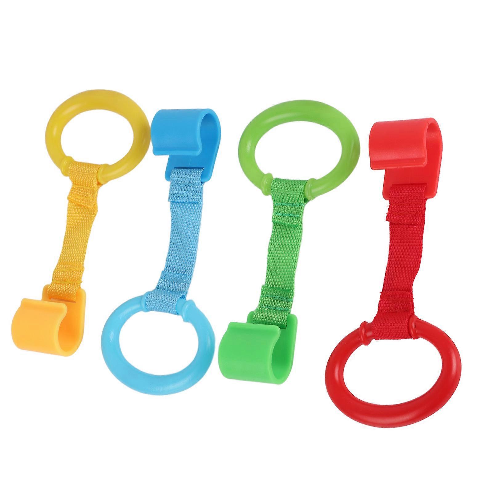 Lot de 4 anneaux pour berceaux et parcs, anneaux d'entraînement à l'équilibre, résistants à la chaleur, support portable pour bébé, anneau de traction