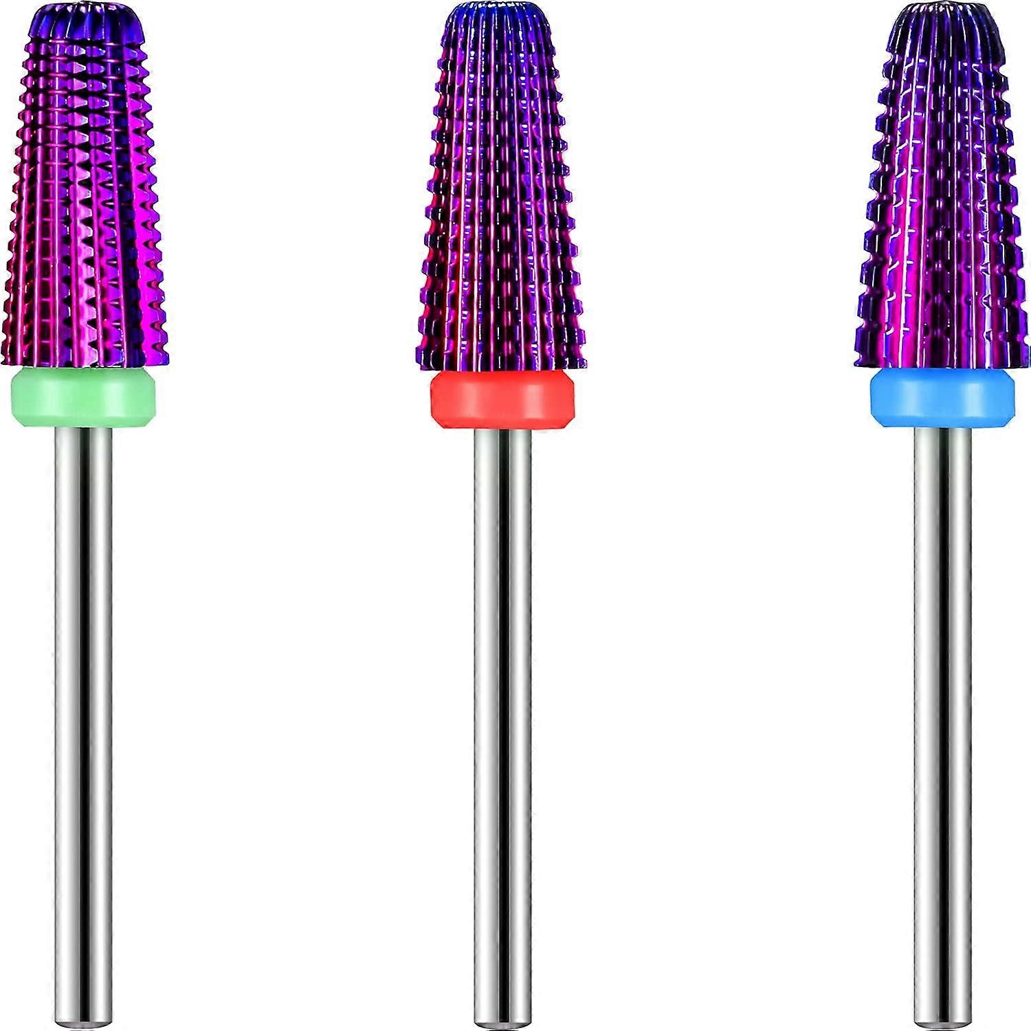 3 Stück 5-in-1 Nagelpflegebit, Nagelbohrer-Set, 2-Wege-Drehung, 3/32 Zoll Schaftgröße