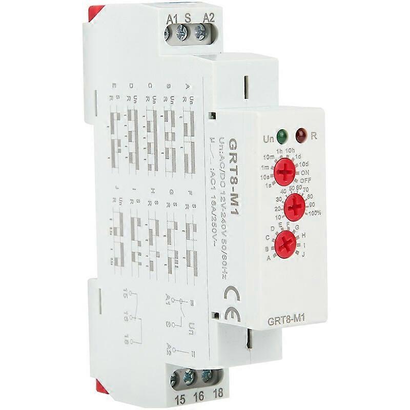 GRT8-M1 Time Relay with 10 Functions 35MM DIN Rail Mounting AC/DC 12V 240V 50-60Hz