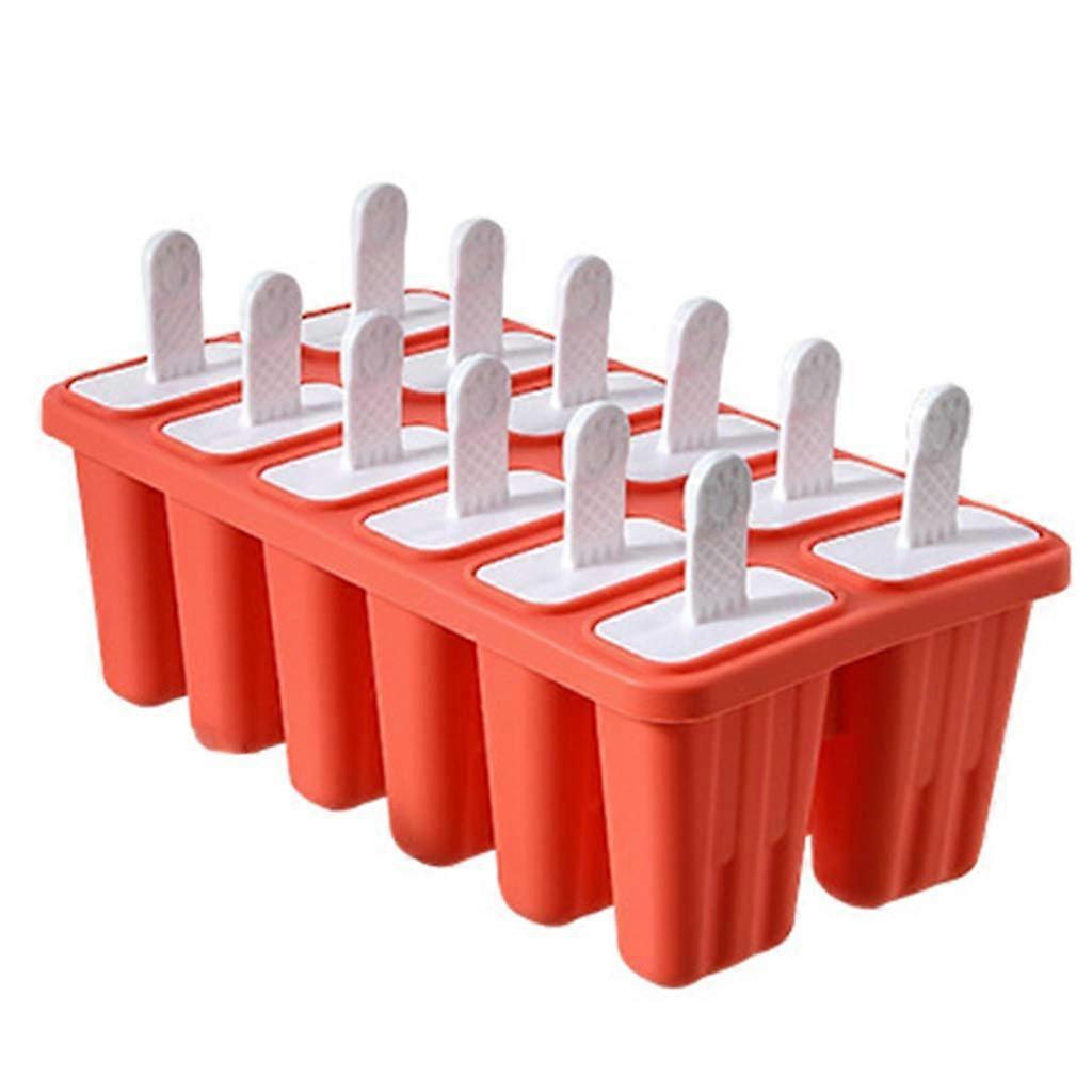 12-Cup Silicone Ice Mold Tray for Homemade Ice Cubes, Rectangular Design, Red Color, Kitchen Accessories