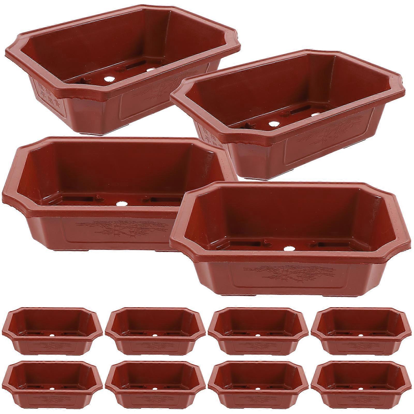 Decorative Plant Pots Balcony Plant Container Balcony Use Coffee Brown 9.4X6.7X2.8in Breathable 12Pcs