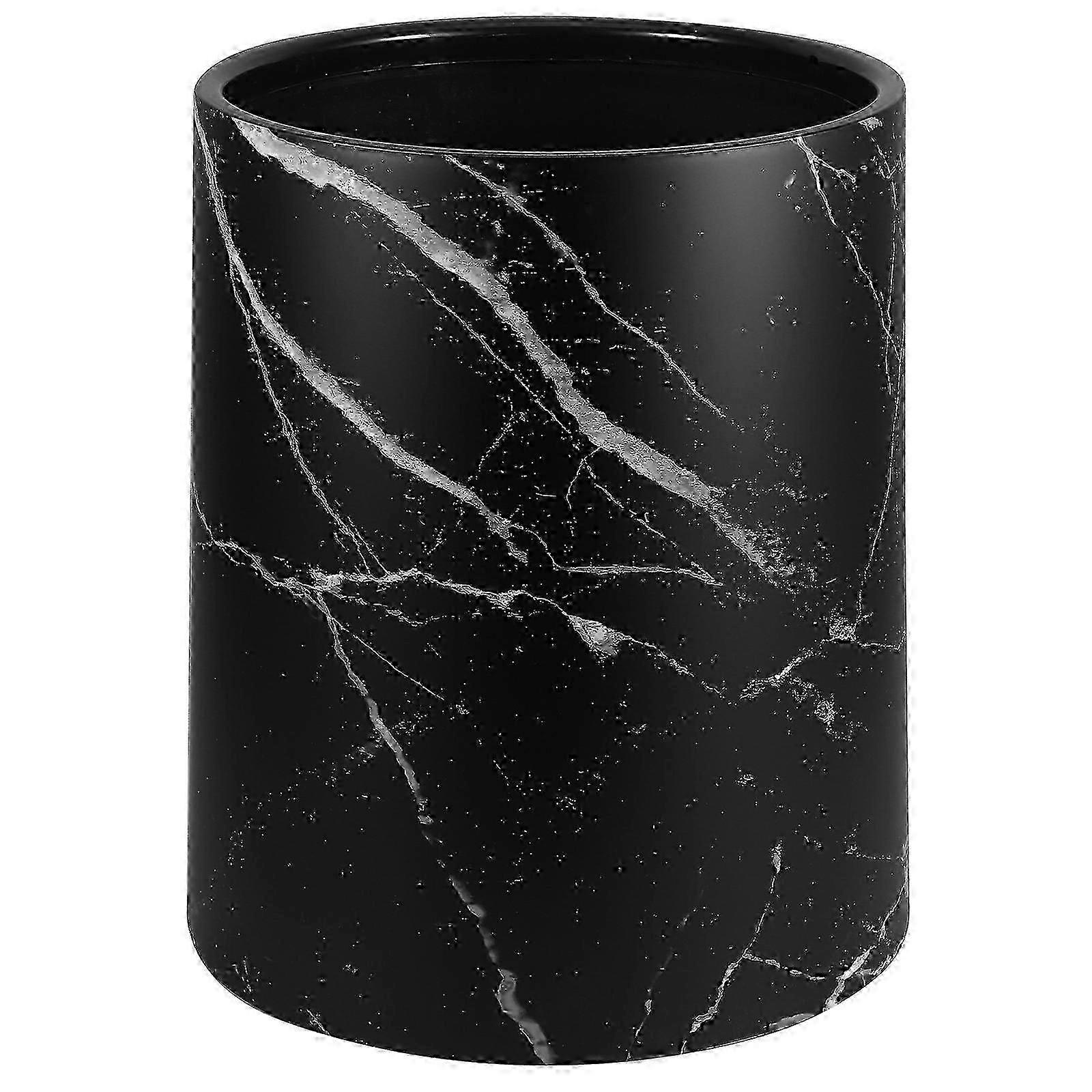 Small Round Lidless Wastebasket Marbling Trash Bin Garbage Container