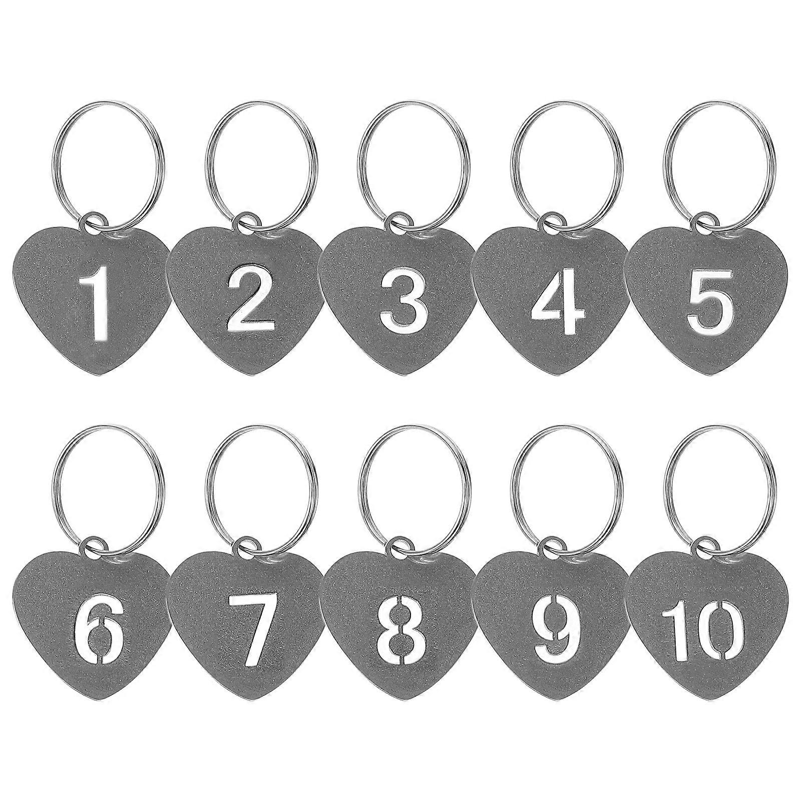 金属製のナンバーラベルハート型のナンバータグペンダント荷物識別用屋外使用2.50X2.50X0.10CM 10個