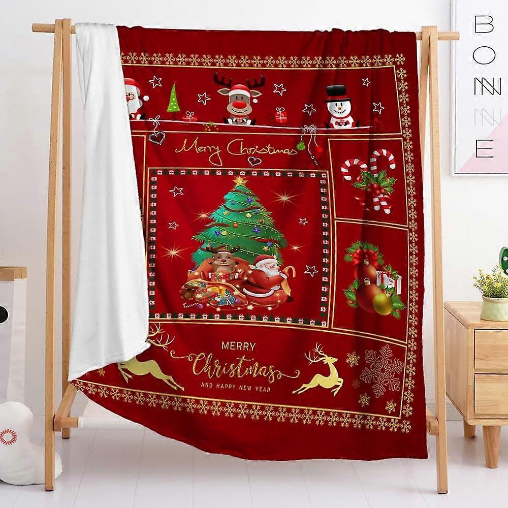 Christmas Mood Flannel Blanket 100x130cm for Boys and Girls, Cozy Snowflake Print Sofa Throw for Holiday Decor