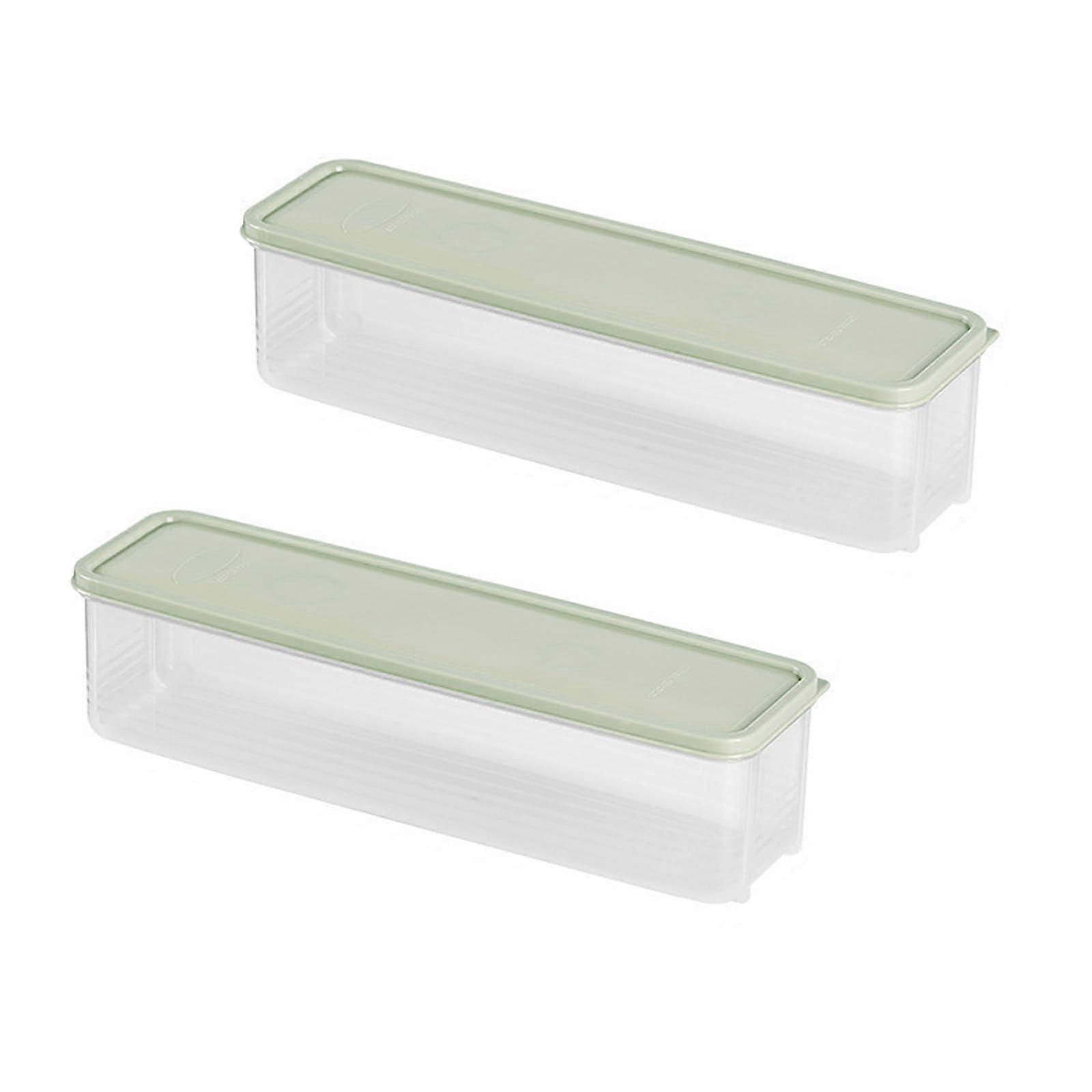 2 x Green Rectangular Stackable Spaghetti Containers for Macaroni Pasta