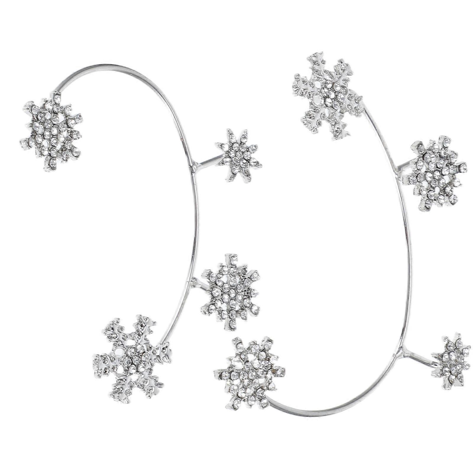 Rhinestone Snowflake Ear Hook Clip on Earrings for Ear 1Pair