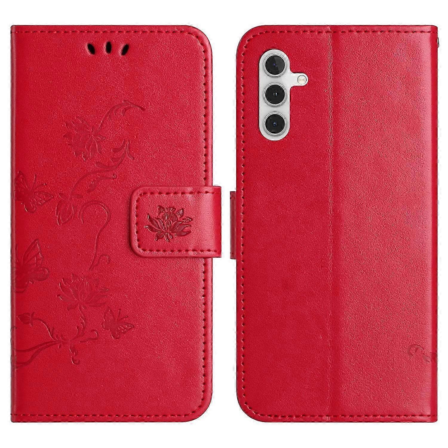 Wallet Stand Case with Imprinted Butterfly Flower Design for a Samsung 5G Phone