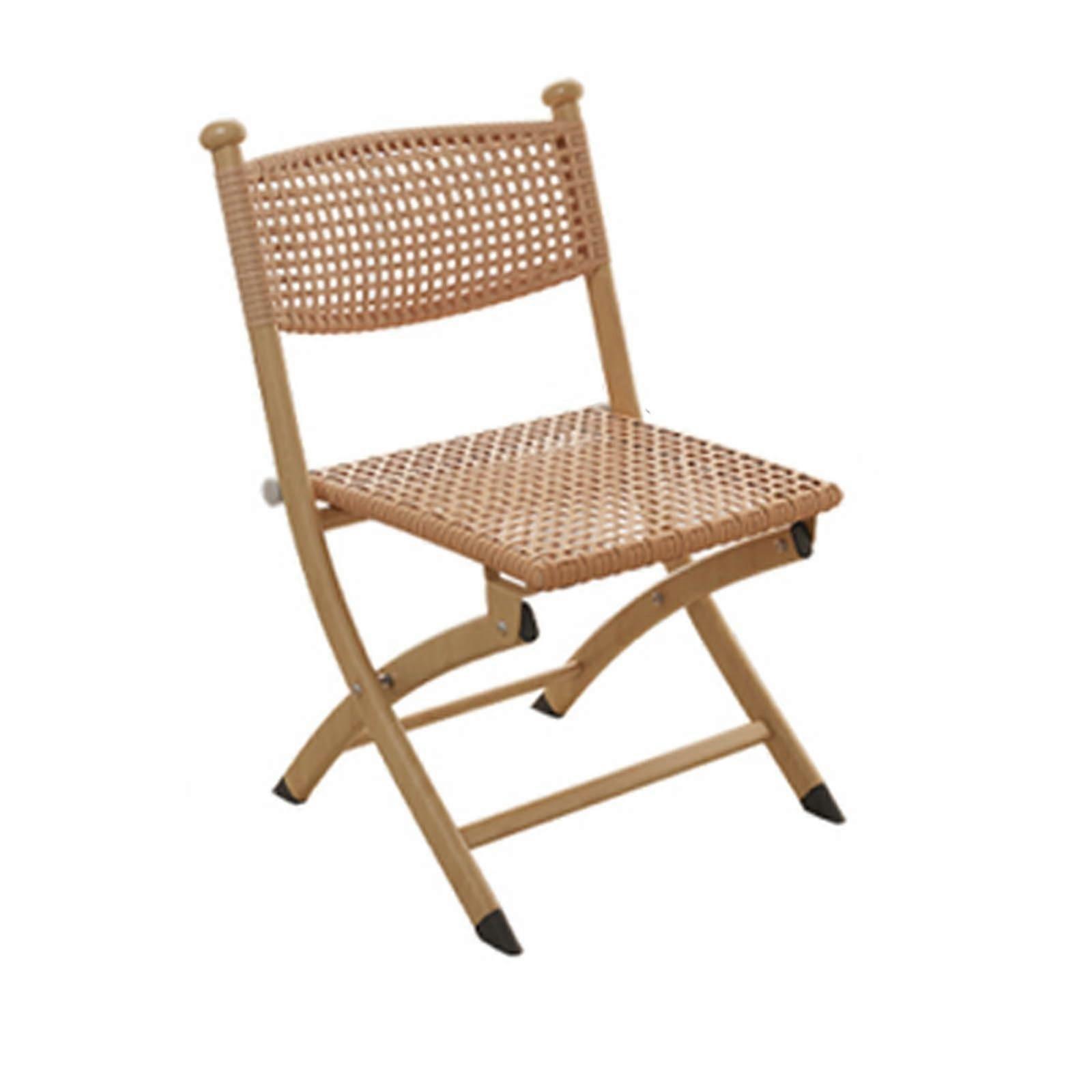 Foldable plastic rattan chair with backrest, small balcony stool (58 cm), solid color, 58 cm.