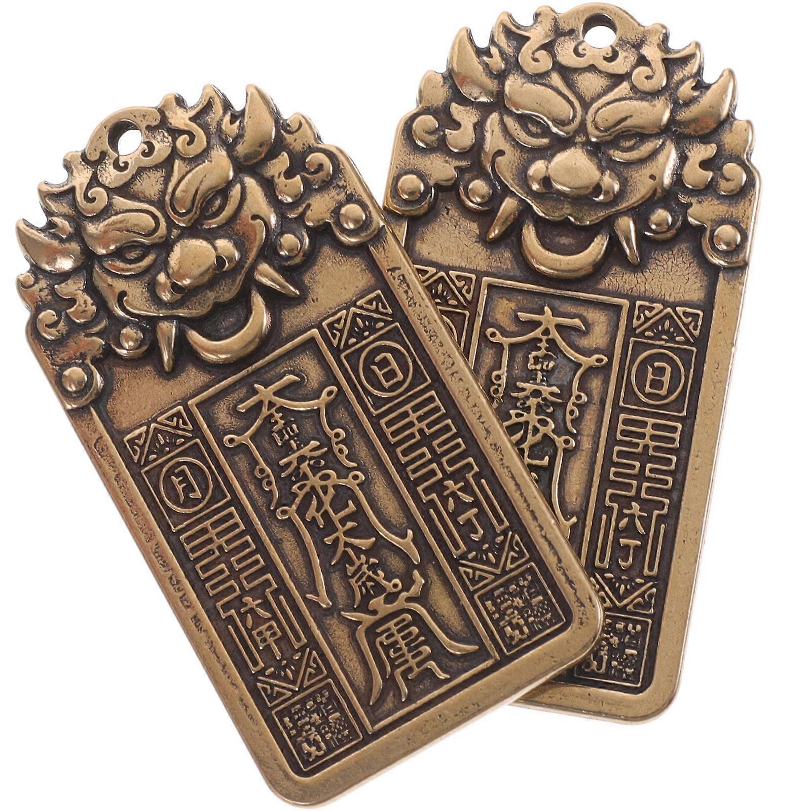 Chinese General Auspicious Pendant Keychain Decorative Tags Parties New Year 2Pcs