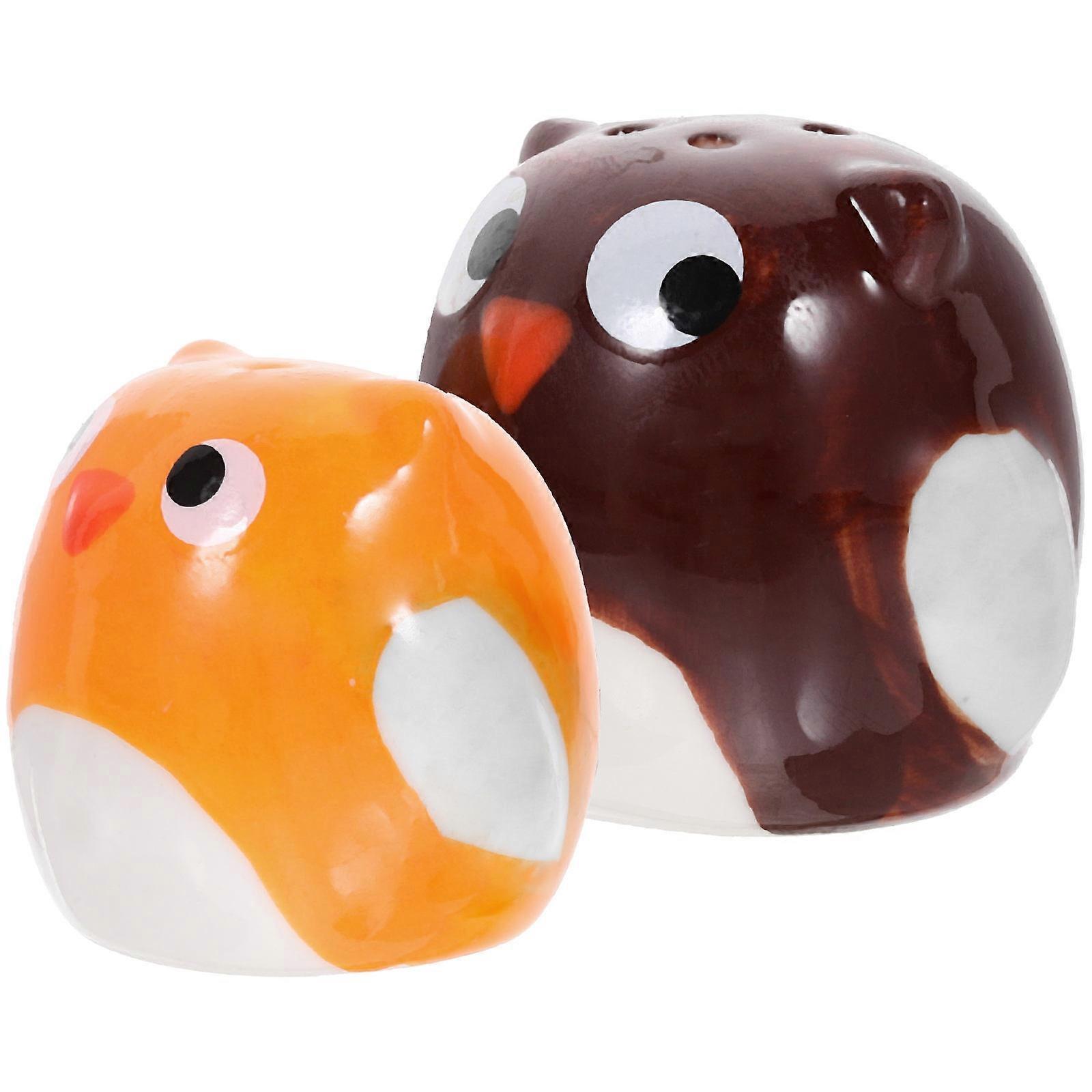 Ceramic Owl Jar for Storage 2Pcs Small Salt and Pepper Jar Set