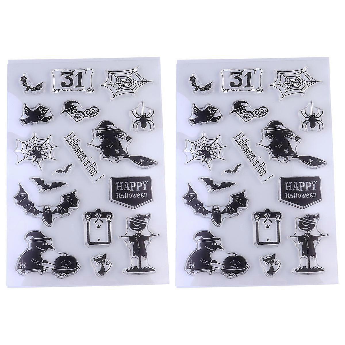 Stamping Blocks for Crafting Stamp Hand Account Halloween Activities Transparent Stamp Handle 0.10cm Thickness 2Pack