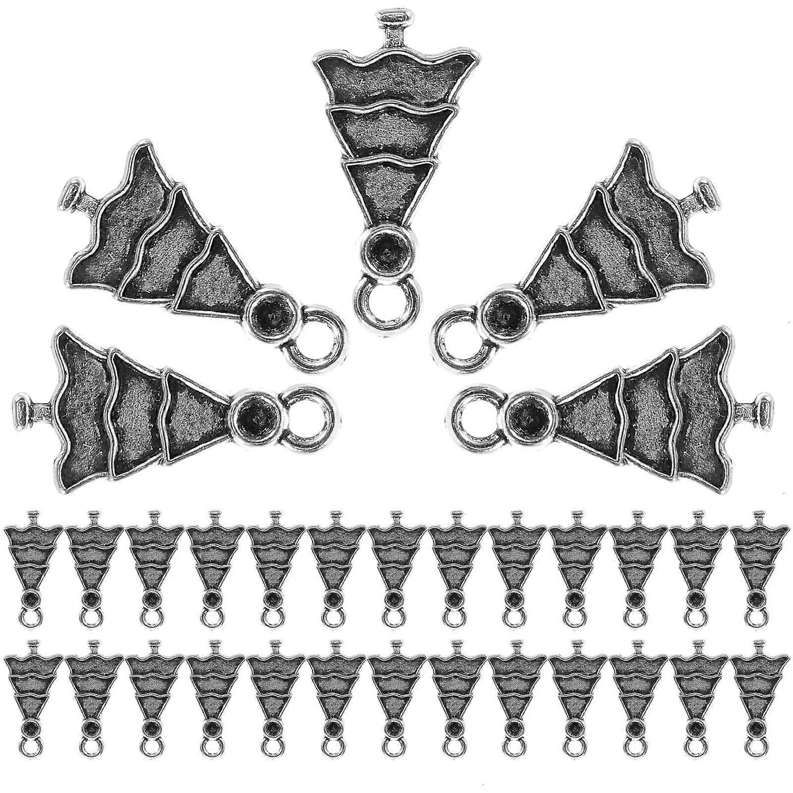 Beads For Jewellery Making Christmas Tree Charm Antique Silver Earrings Component 2.1x1.4x0.25cm 100Pack