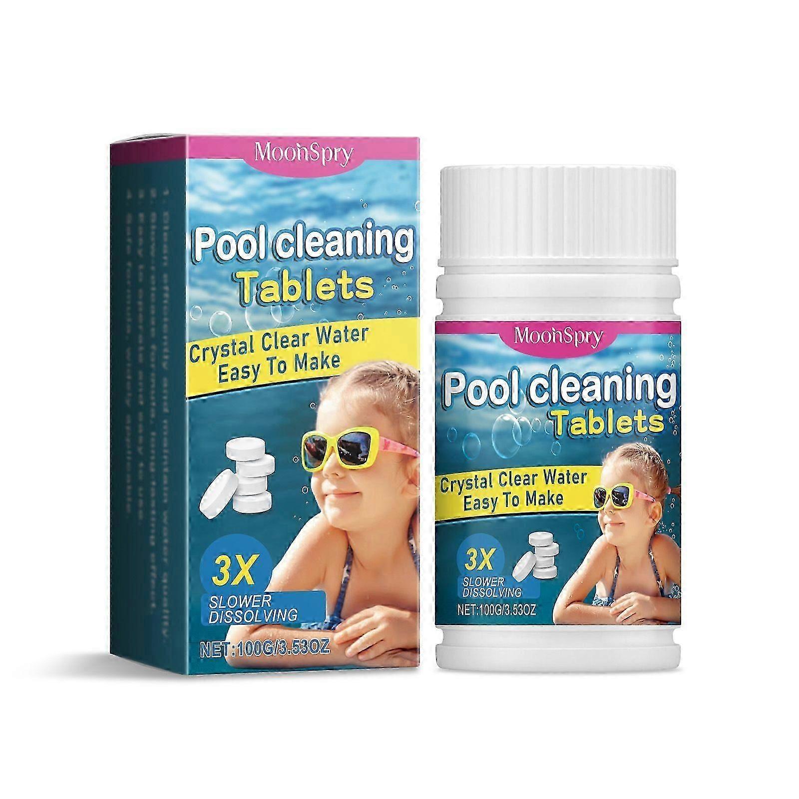100g Chlorine Tablets for Swimming Pool, Multifunction Chlorine Tablets for Hot Tub, Slow-Dissolving Long-Lasting Pool Cleaning Tablet