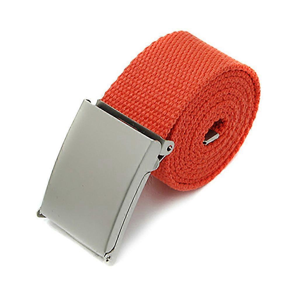 Canvas belt easy to unbutton unisex outdoor canvas woven belt - orange