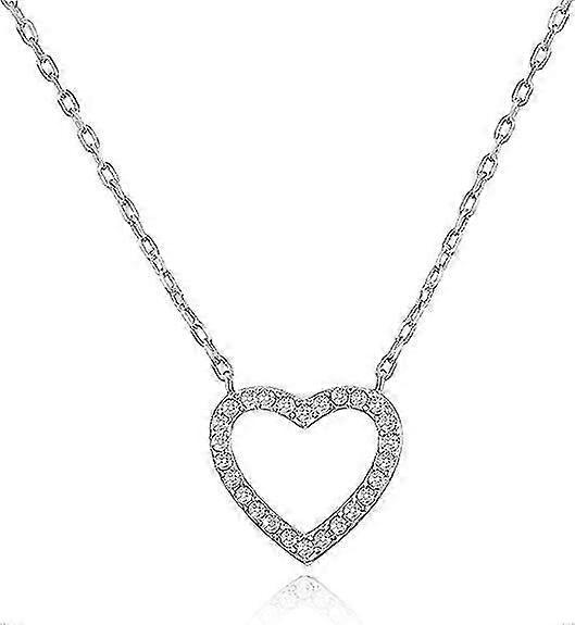 Silver-plated crystal heart necklace
