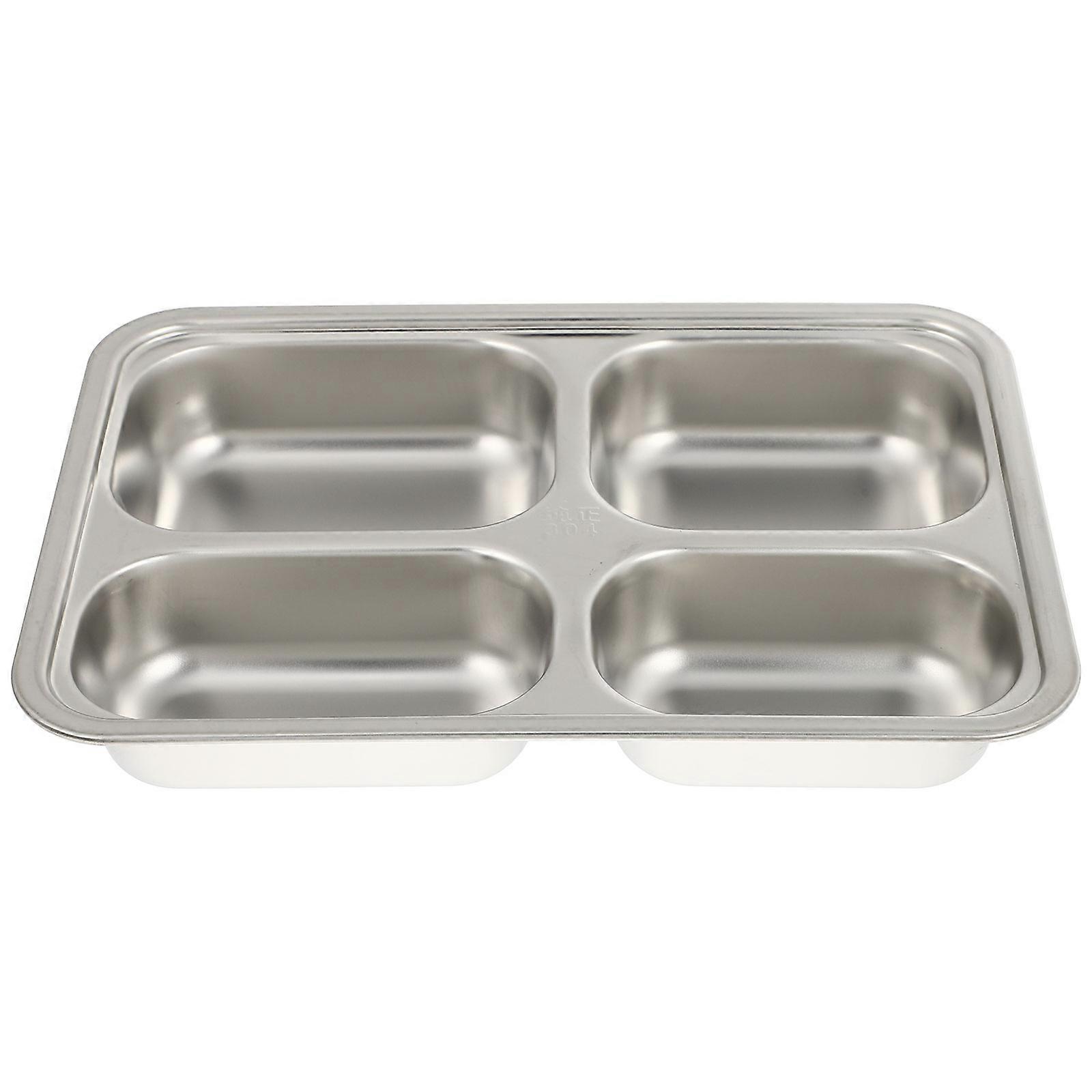 Plateau divisé en acier inoxydable avec quatre compartiments pour la maison Argent empilable 1Pc