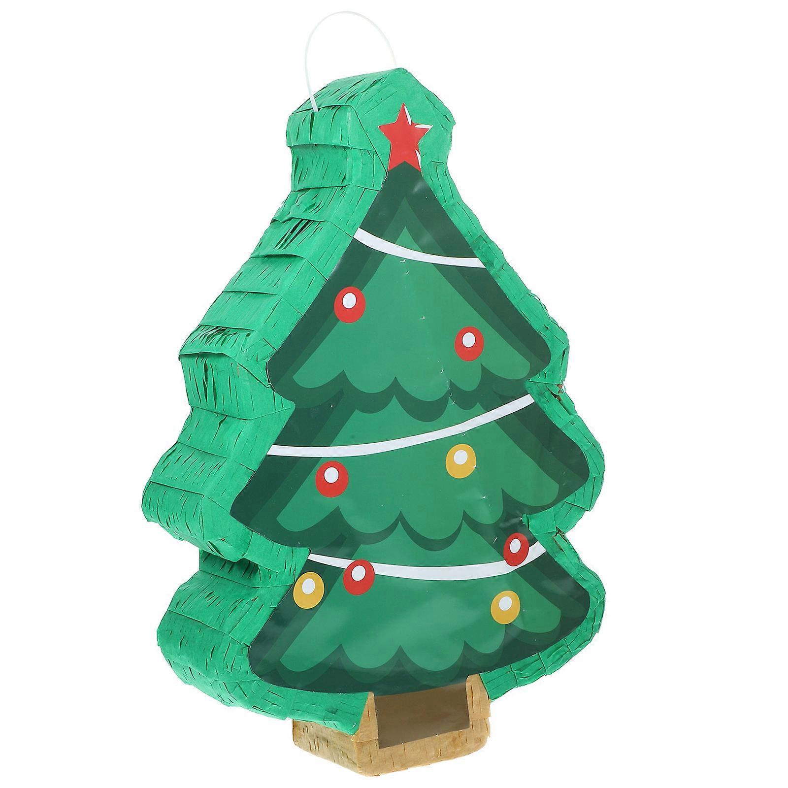 Christmas Tree Shaped Pinata Party Entertainment Decor Filled with Candies and Green 40X27.5X7CM 1Pack