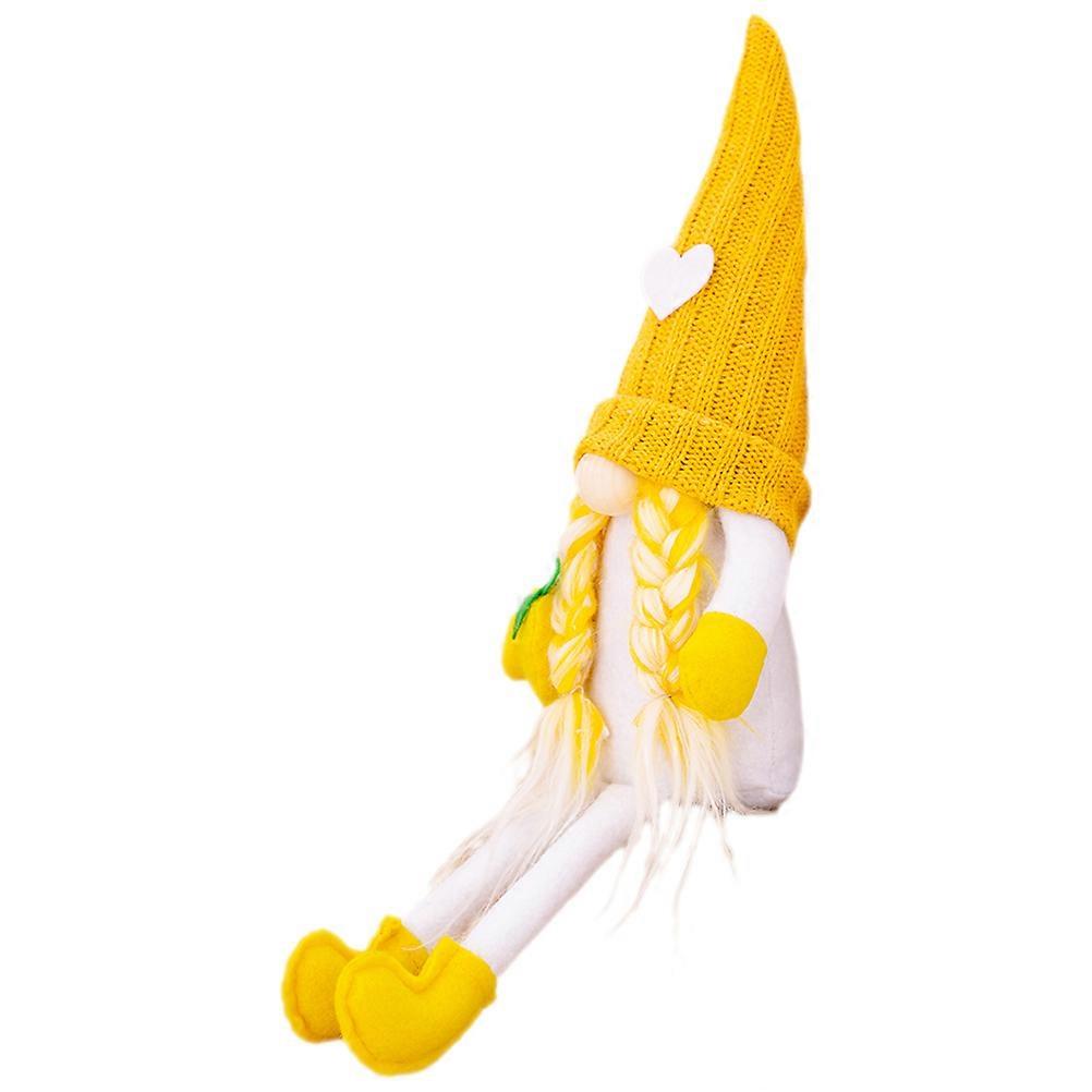 Yellow Knitted Gnome Doll for Spring Farmhouse Decor – Tiered Tray Decoration for Home, Garden & Holiday Celebrations