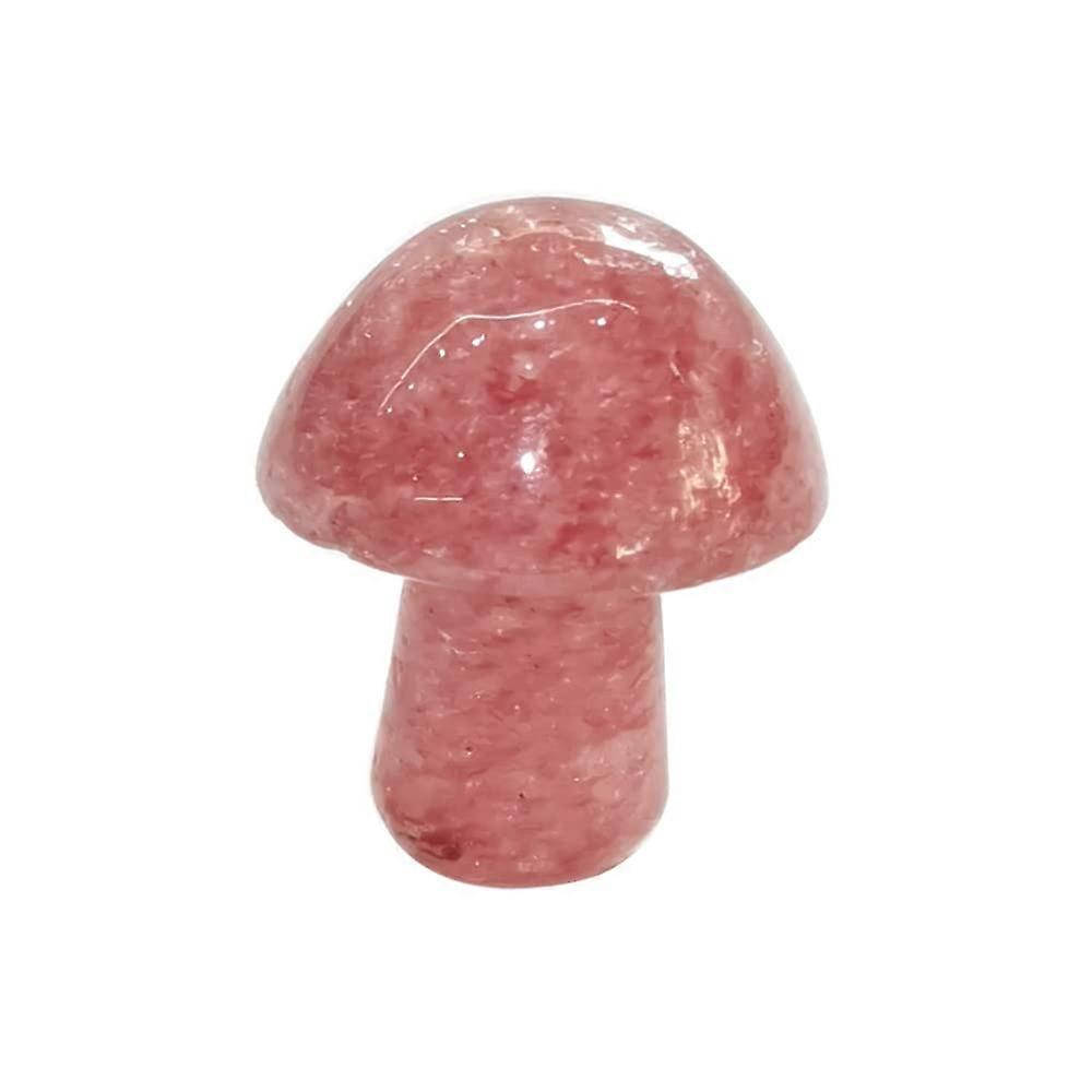 20mm Natural Stone Crystal Agate Quartz Mushroom Room Decor (Color: 39 Strawberry Quartz)