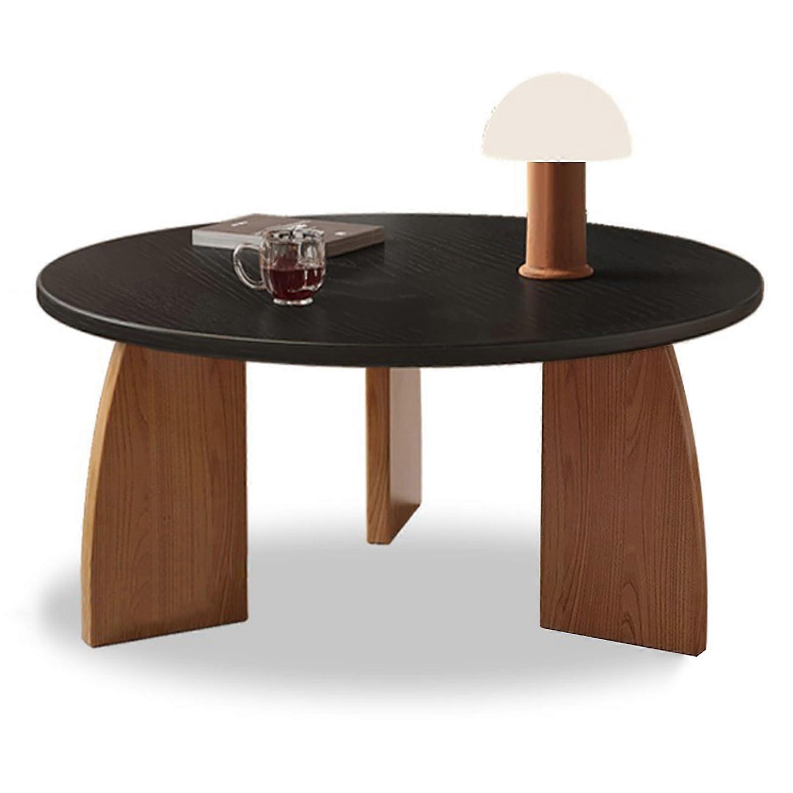 Rustic round coffee table in country style made of solid wood for small spaces