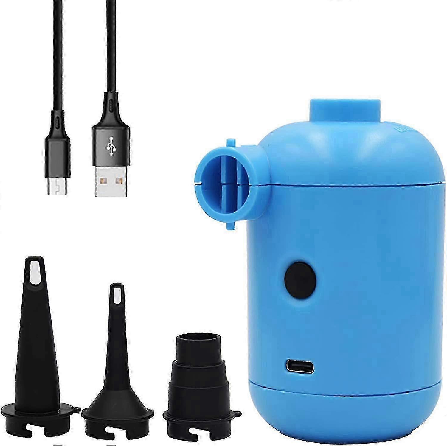 USB Portable Mini Electric Pump for Camping - Quick Inflator & Deflator with 3 Nozzles for Air Mattresses & Inflatables