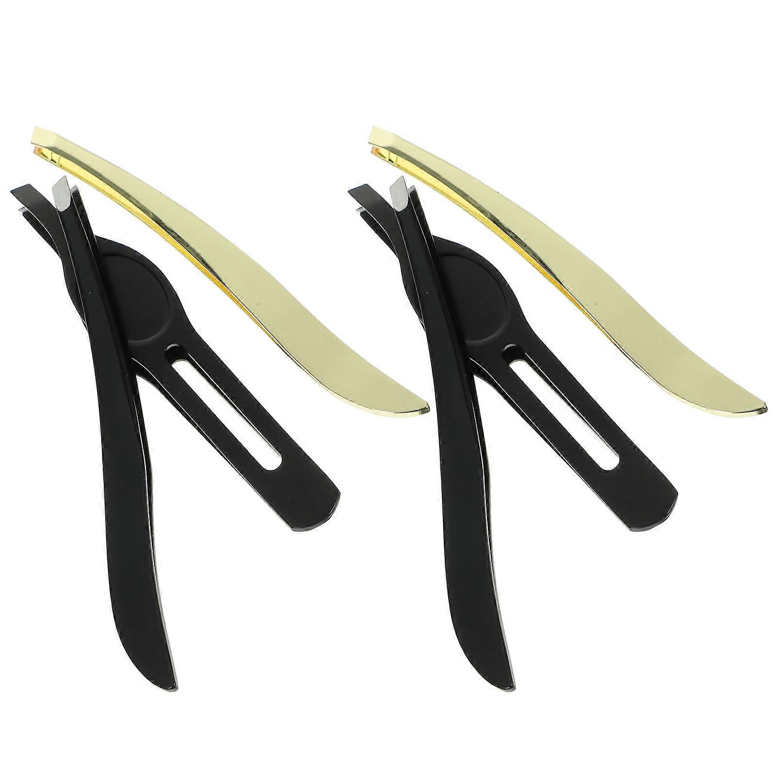 Eye Brow Tweezers Kit Eyebrow Clip Professional Use Black Stainless Steel Makeup Tool 1Set