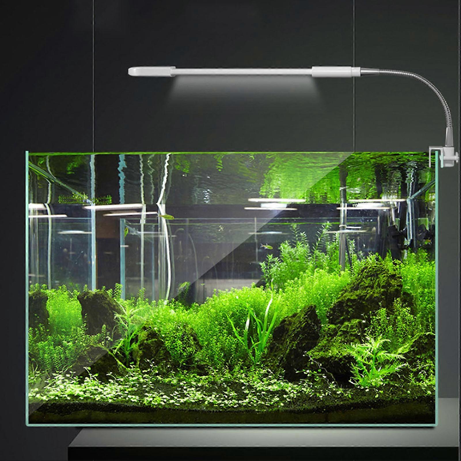 مشبك خزان السمك LED على الضوء 2 صفوف أزرق أبيض ضوء عالي الاختراق قابل للتعديل حوض السمك كليب مصباح