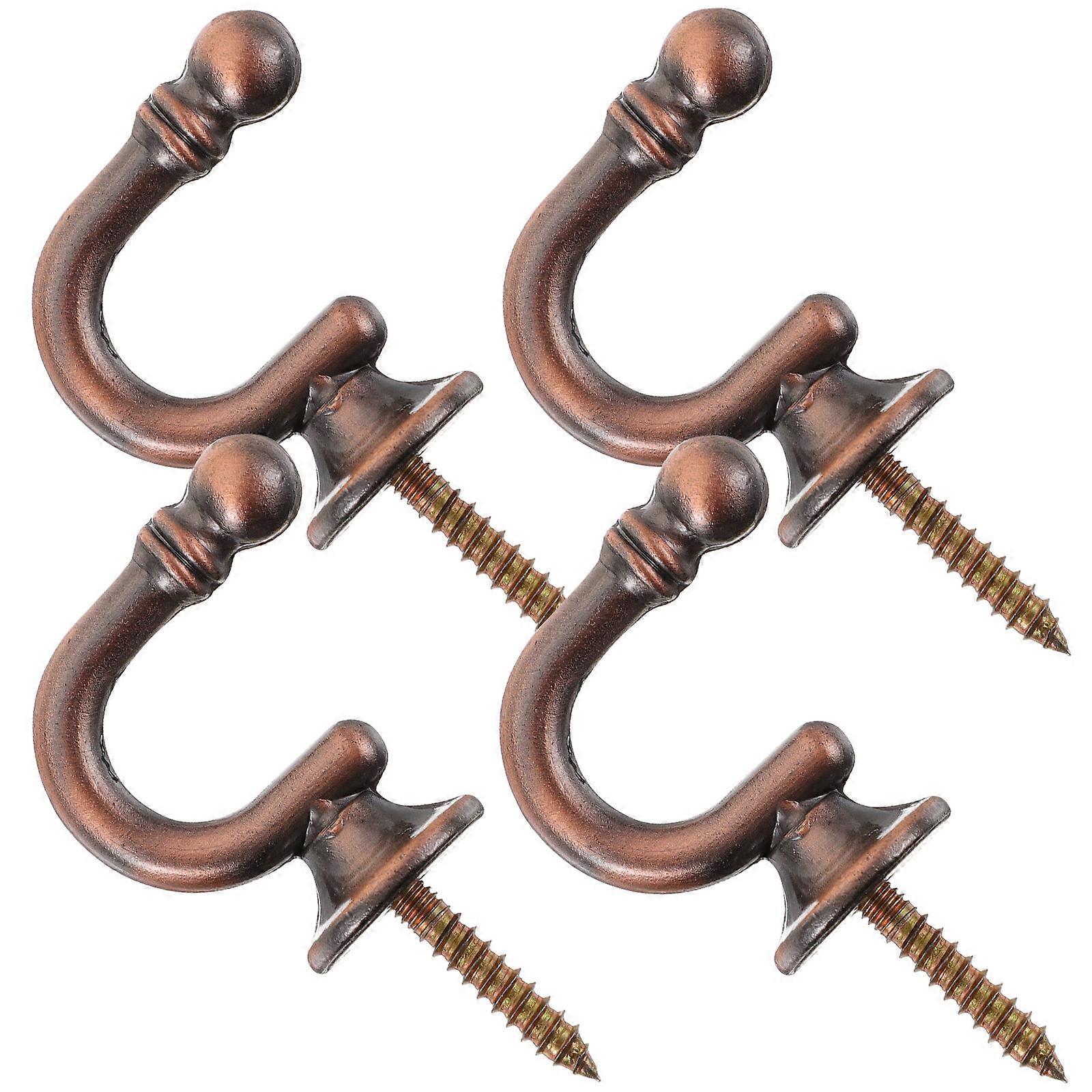 Heavy Duty Curtain Tieback Hooks, 4PCS Zinc Alloy Wall Mounted Holders for Drapery, Elegant Ball End Design, Easy Installation