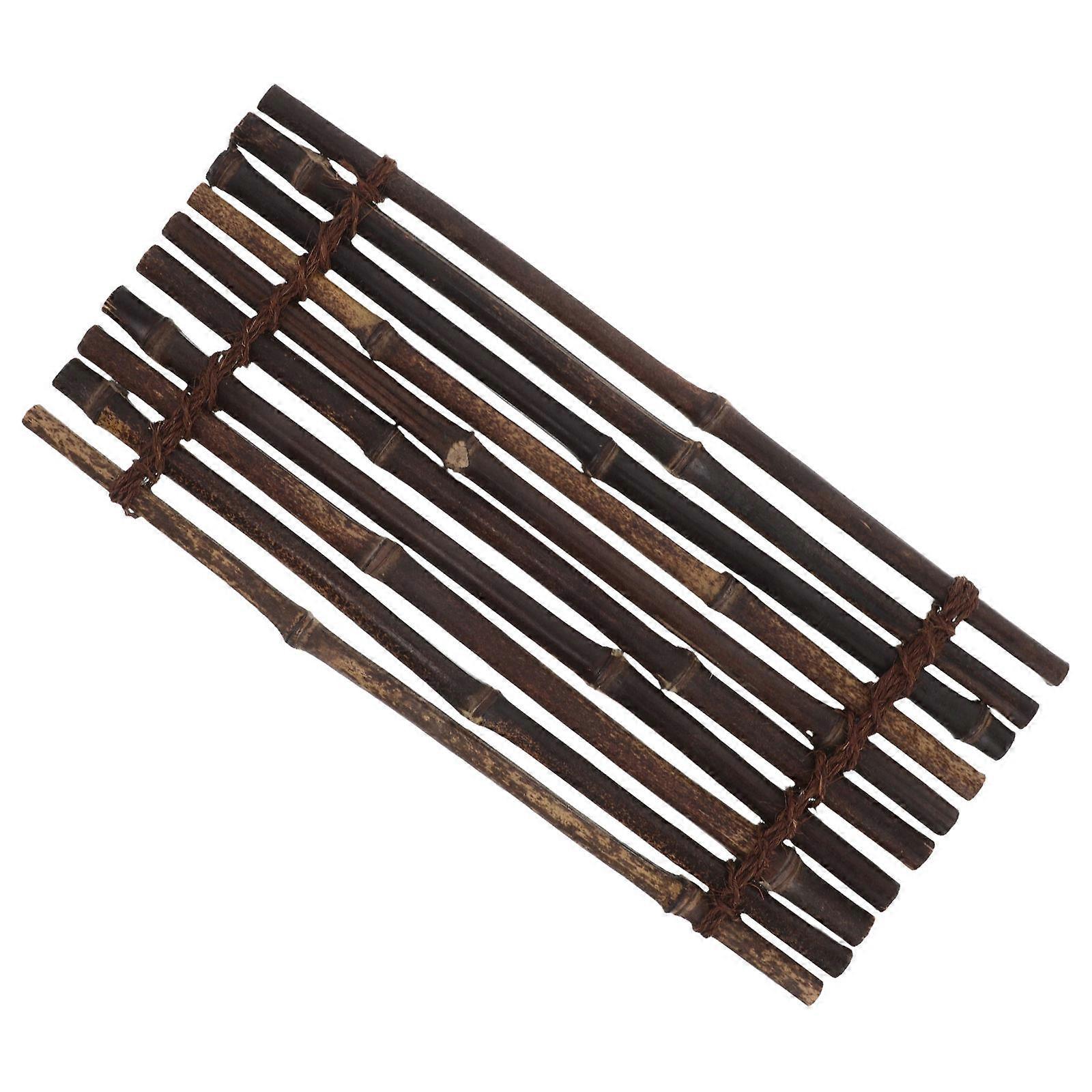 Dark Brown Bamboo Rattan Tea Tray for Kitchen with Heat Insulation and Craftsmanship 12.5x8.5 Inches