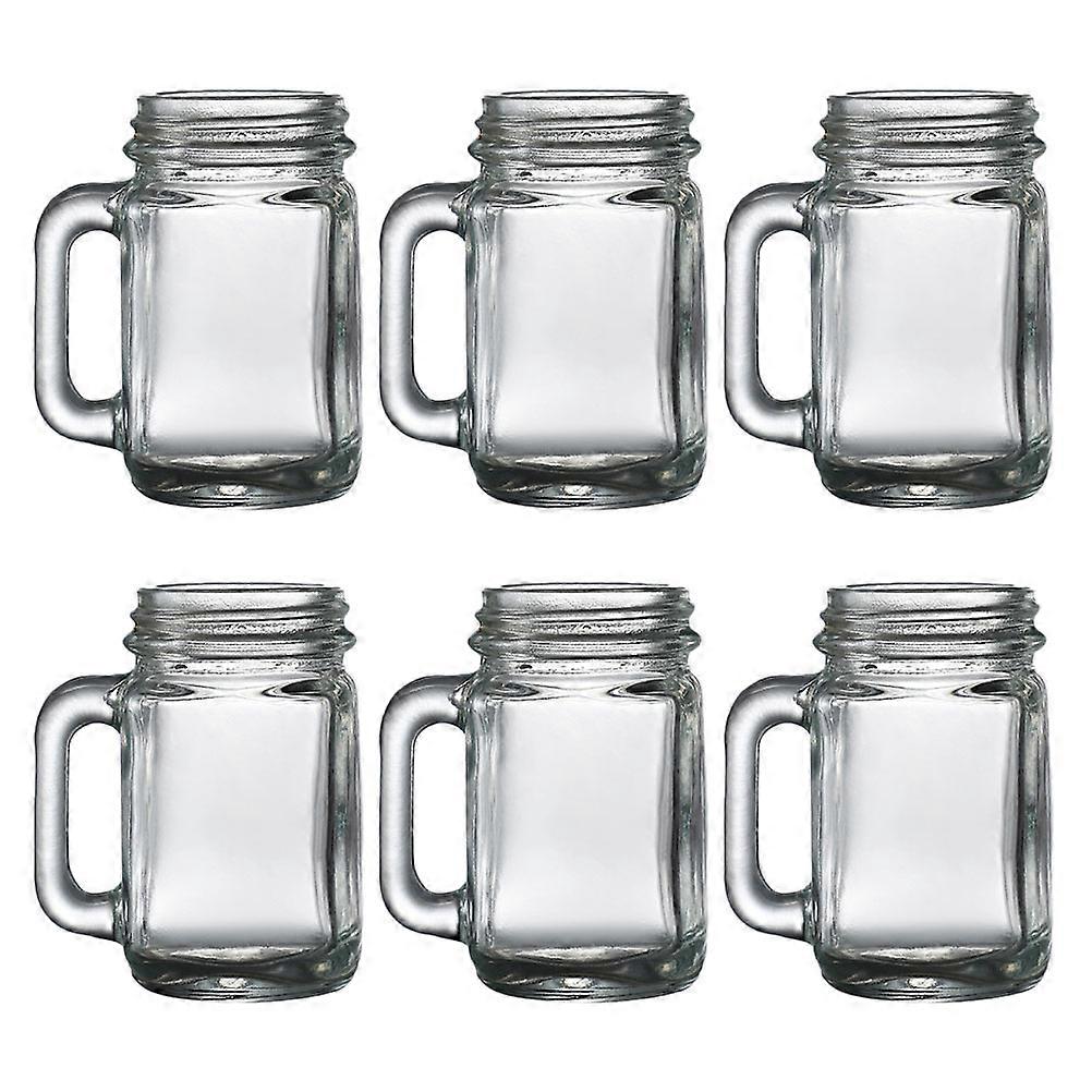 6pcs Mini Mason Cups with Handle Creative Liquor Glasses for Wine, Whiskey, Beer, Cocktails Vintage Style Drinking Cups for Parties and Special