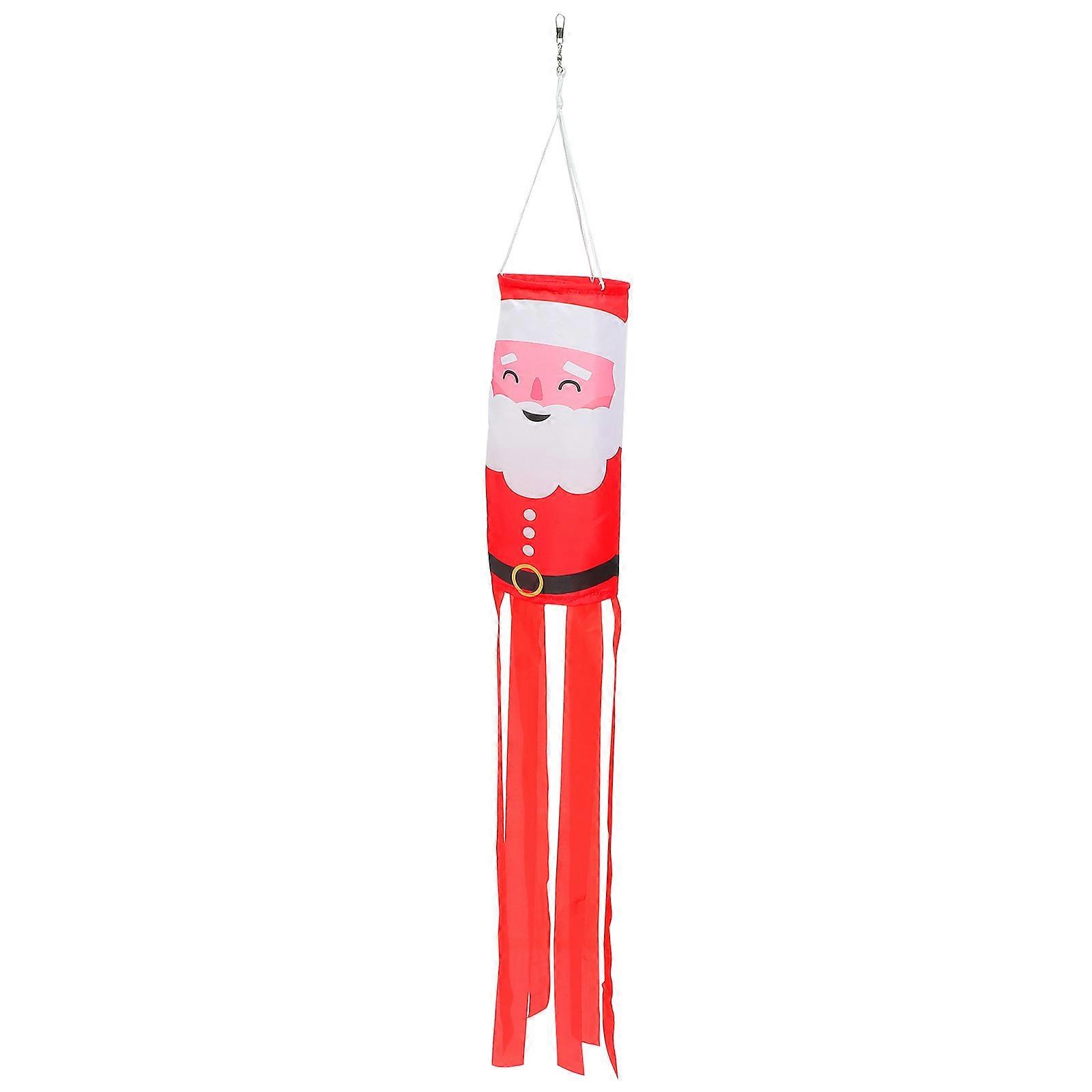 Festive Christmas Windsock Flag Outdoor Hanging Decoration Weather Resistant Sunproof Garden Patio Courtyard Ornament Front Door Window Holiday Decor