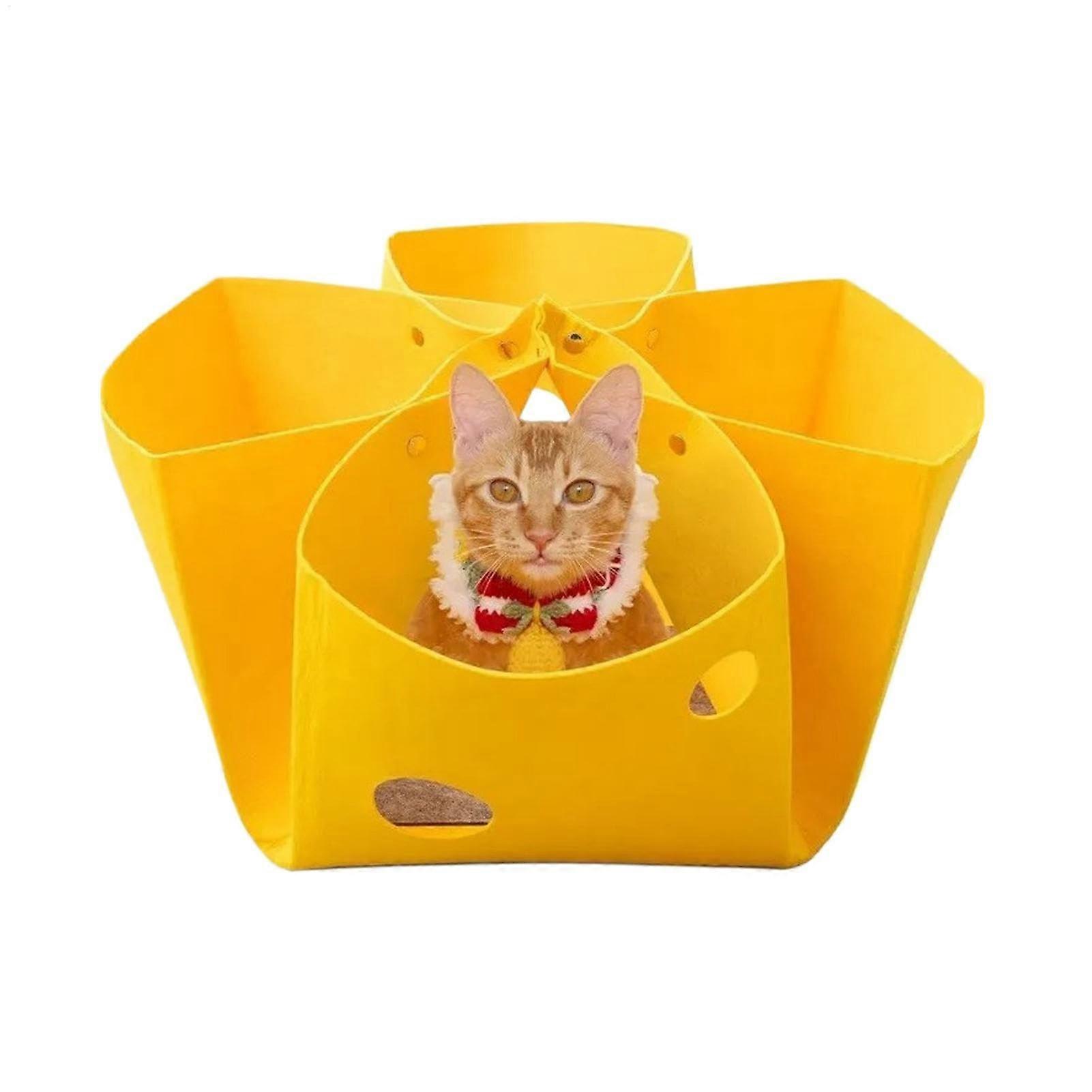 Cat Tunnel Bed, Cat Doughnut Bed, Felt Cat Bed Nest Doughnut, Deformable Hideaway
