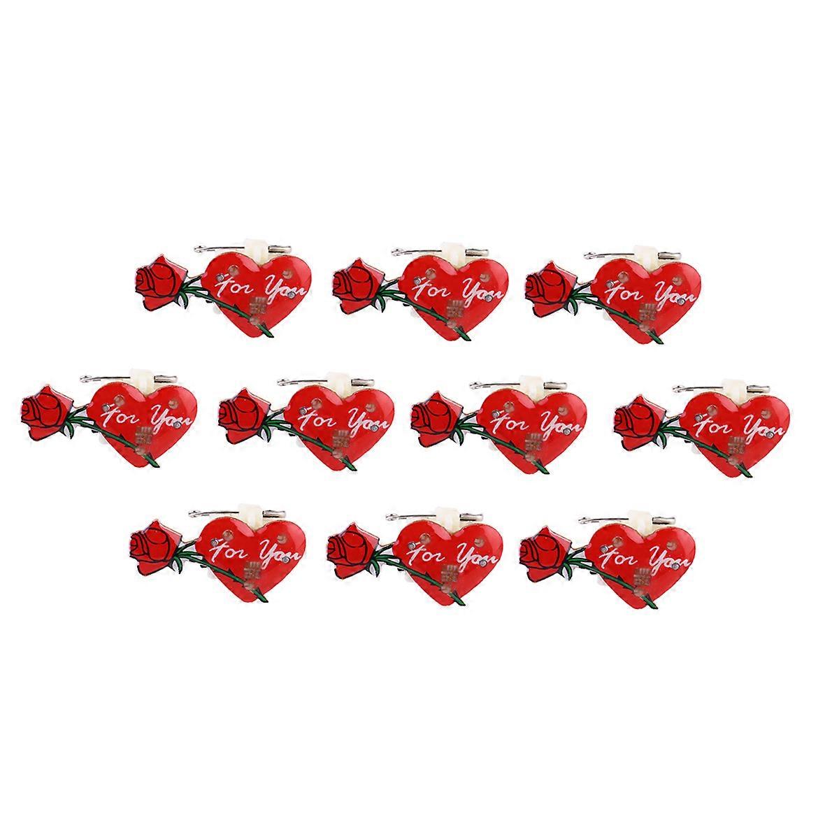 Glowing Plastic Brooch Flashing Lapel Pin Wardrobe Essentials For Valentine's Day 10Pcs