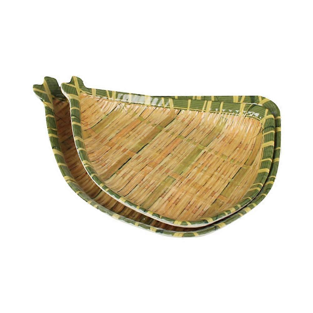 Serving Plate with Simulated Bamboo Weaving Design for Home Multi Color 28x7.4cm