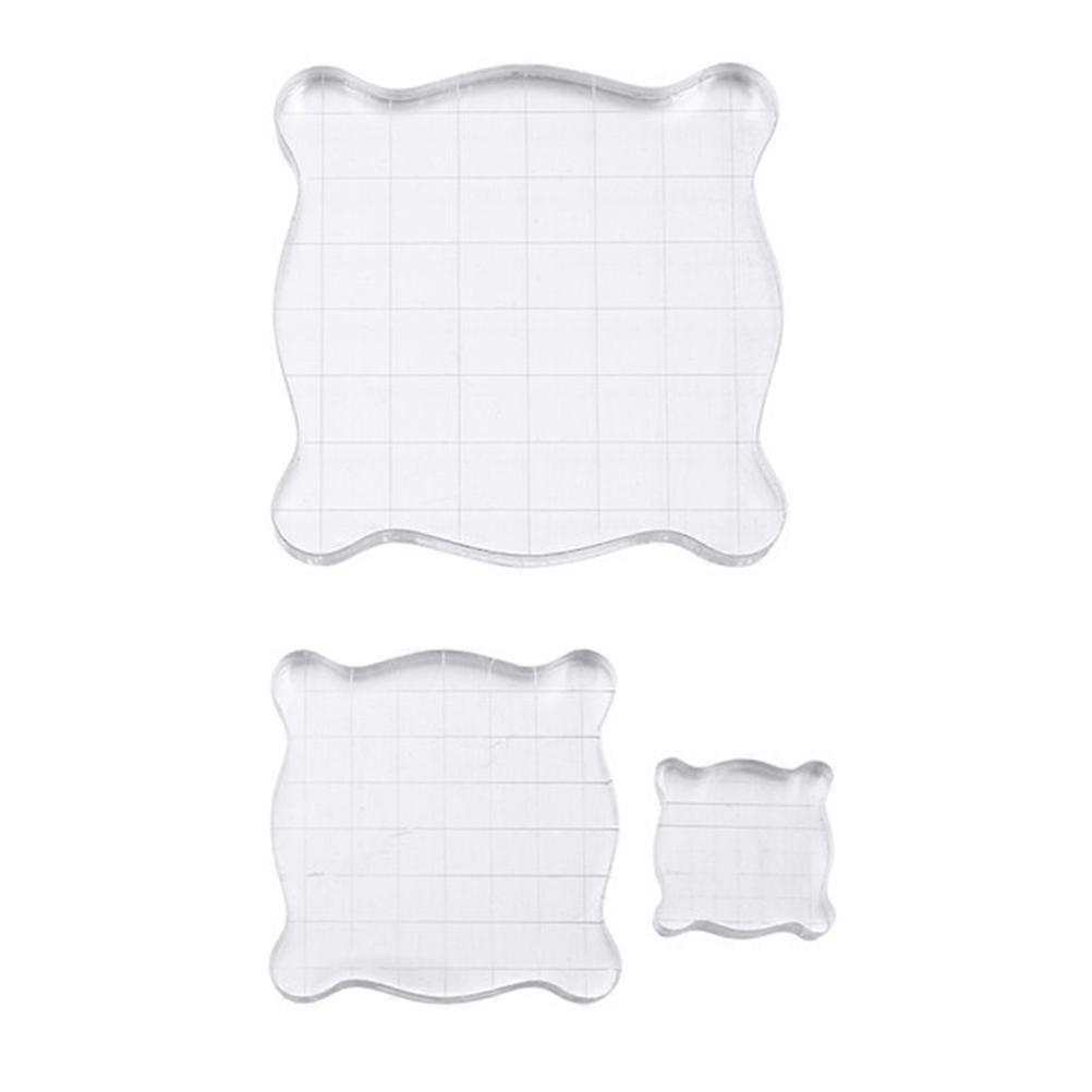 Transparent Plastic Stamp Handle for Daily Use Durable Seal Accessories 3pcs Easy to Clean (5x5 +