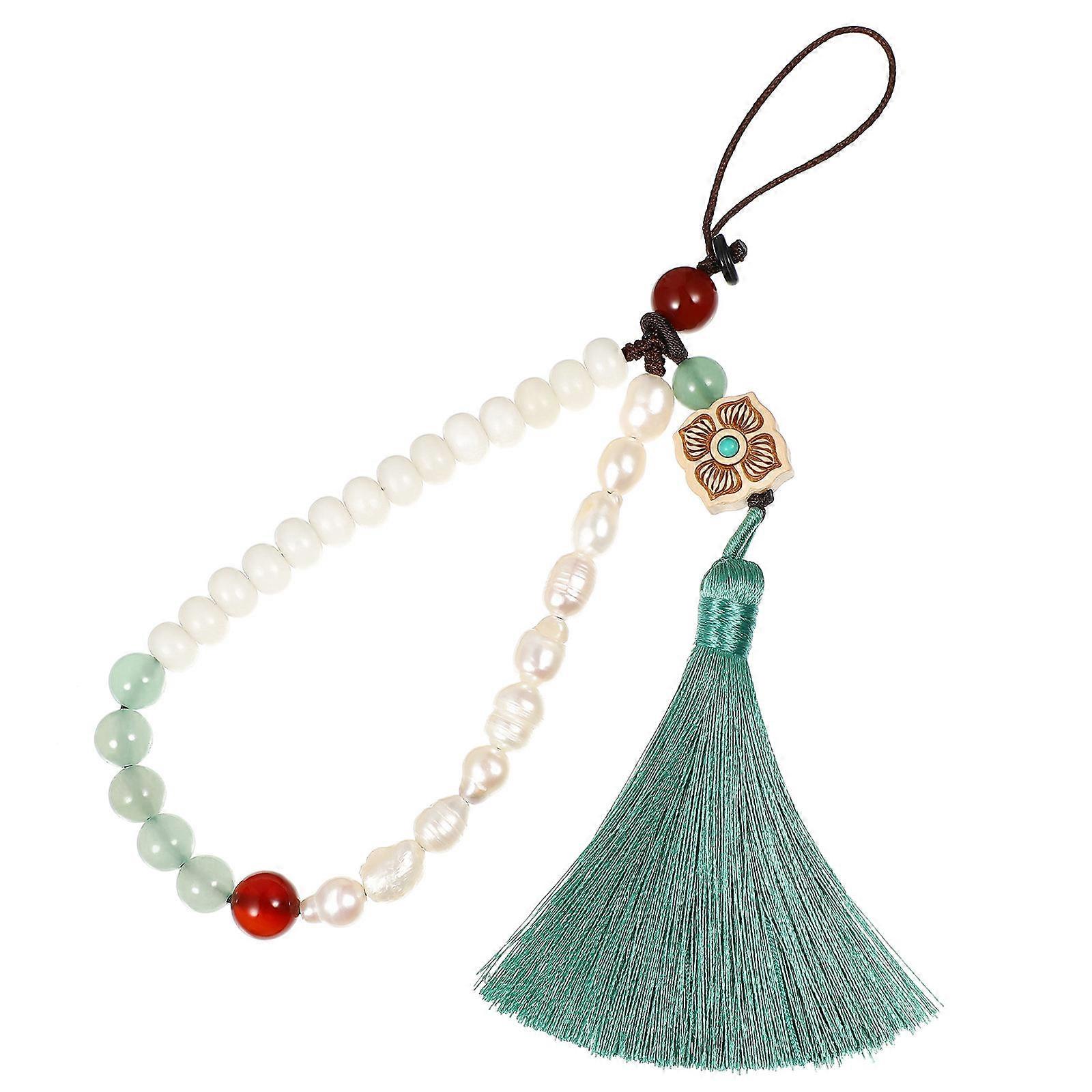 1pc Beaded Phone Lanyard with Pendant Wrist Strap Anti Lost Decorative Charm Chain
